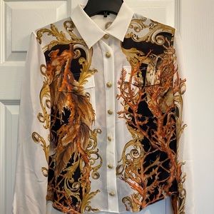 Balmain Coral Printed Long Sleeve Blouse